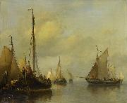 Antonie Waldorp Fishing Boats on Calm Water oil on canvas